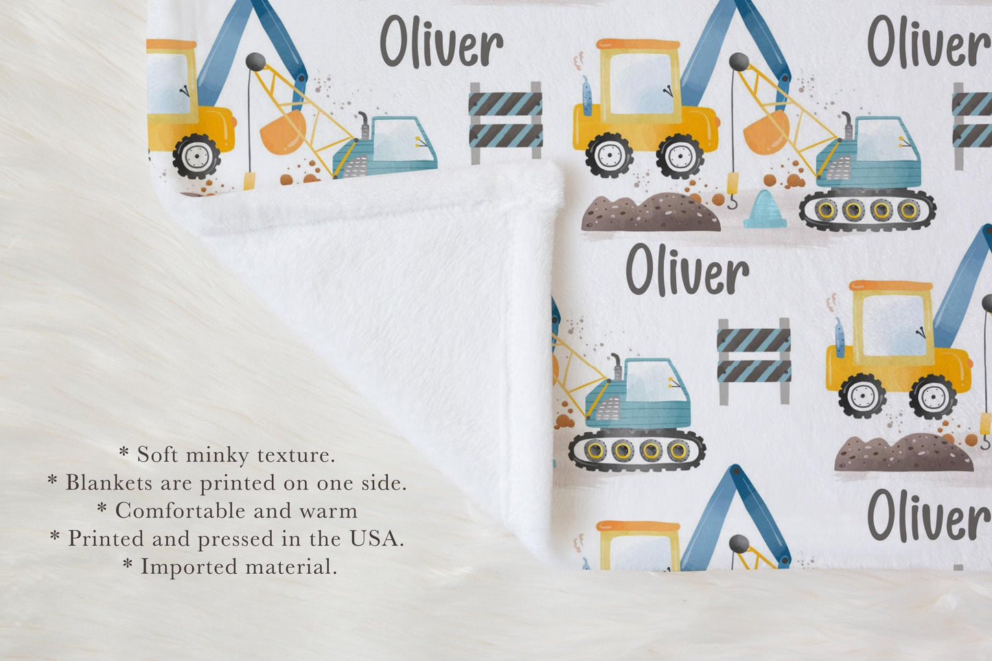 Construction Theme Personalized Baby Blanket