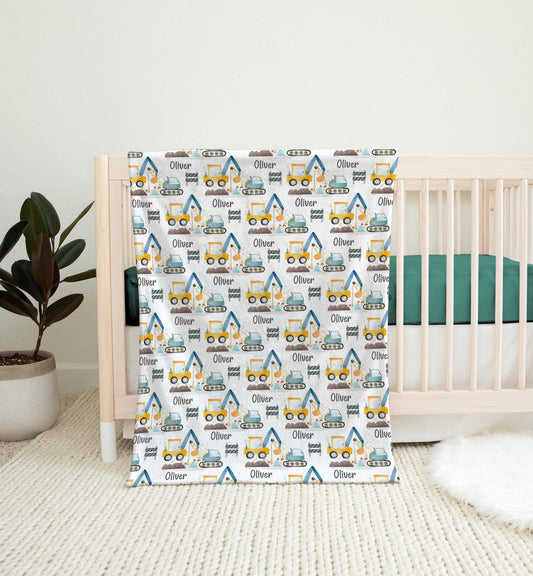 Construction Theme Personalized Baby Blanket