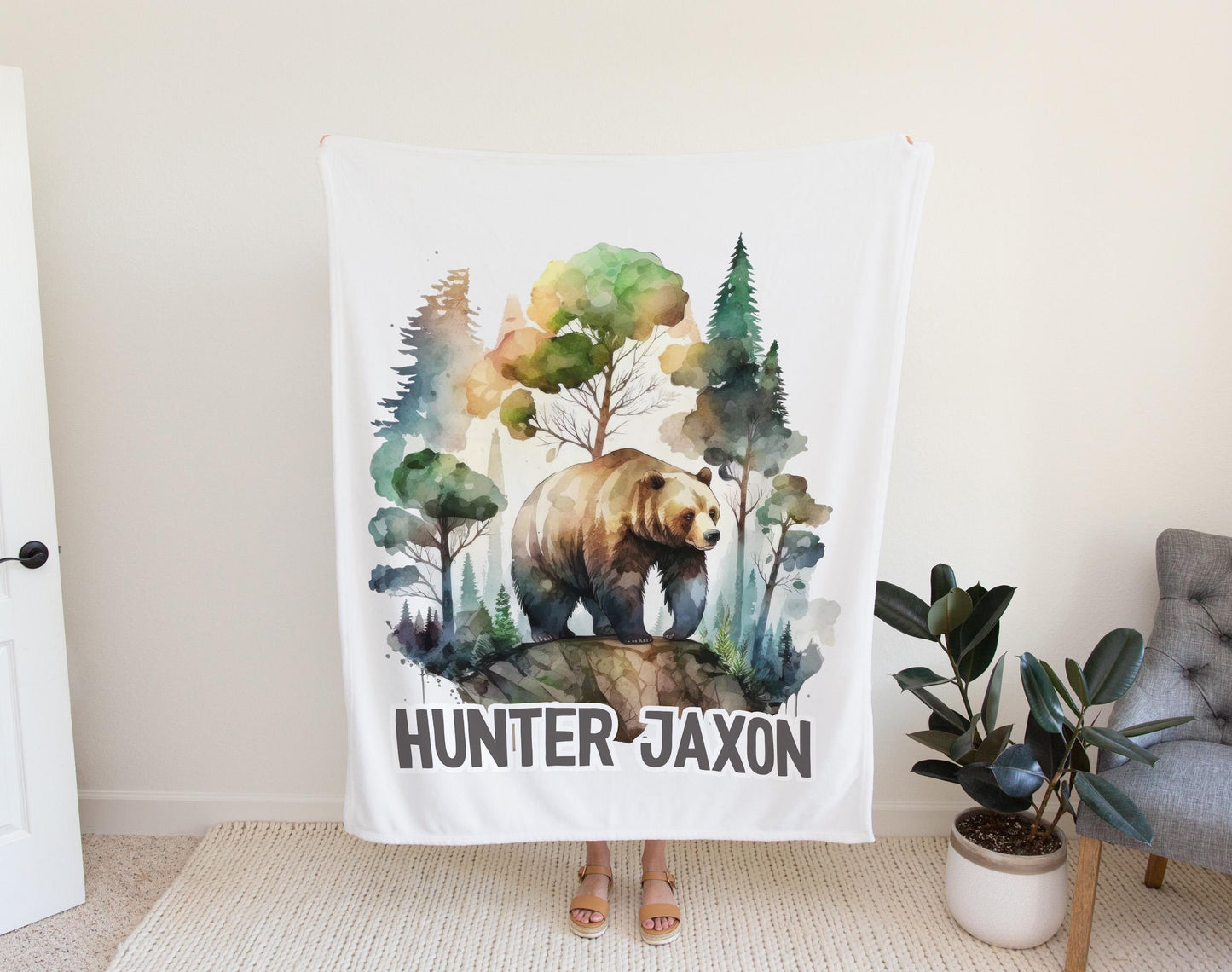 Bear Forest Personalized Baby Blanket