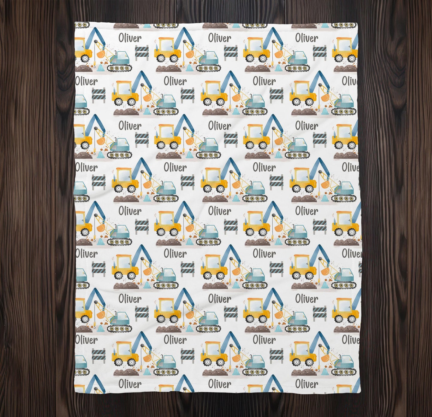 Construction Theme Personalized Baby Blanket