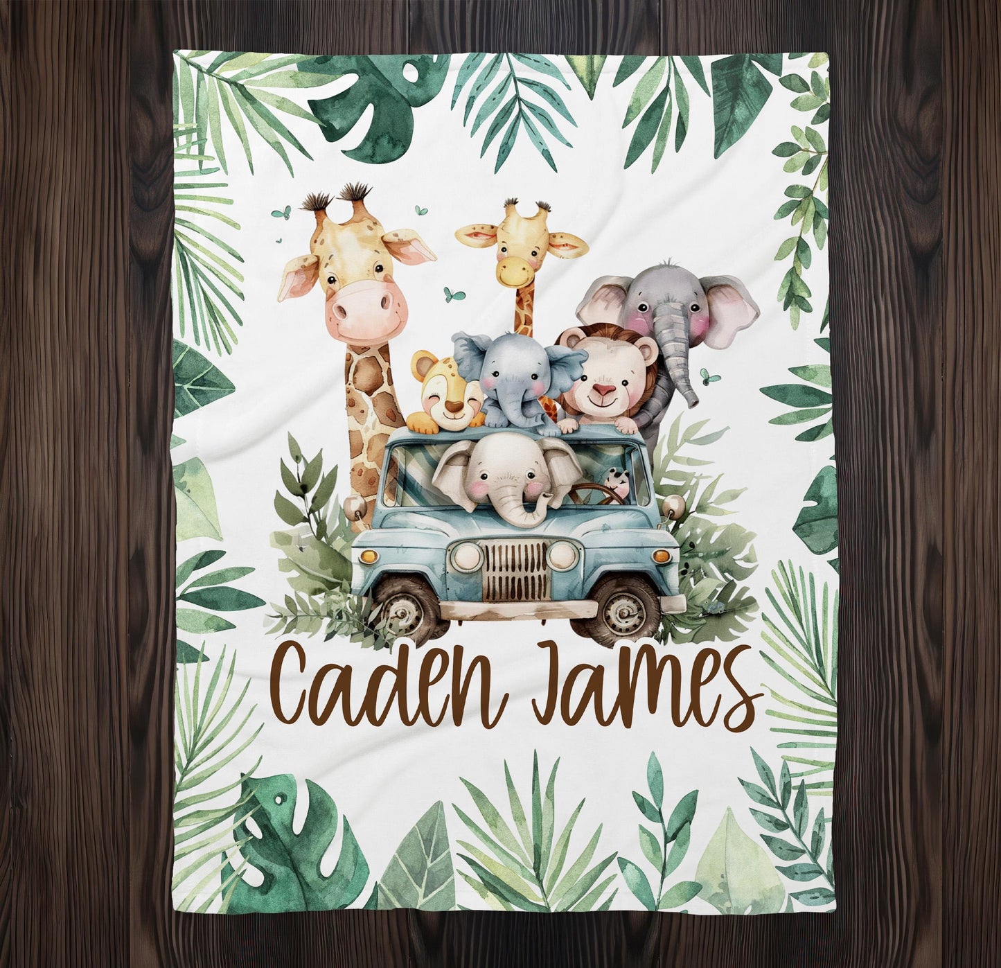 Safari Animals Personalized Baby Blanket