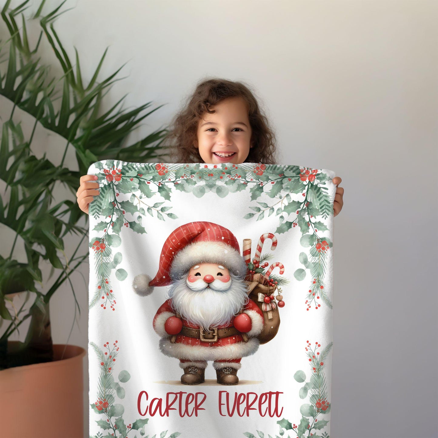 Christmas Santa Personalized Baby Blanket