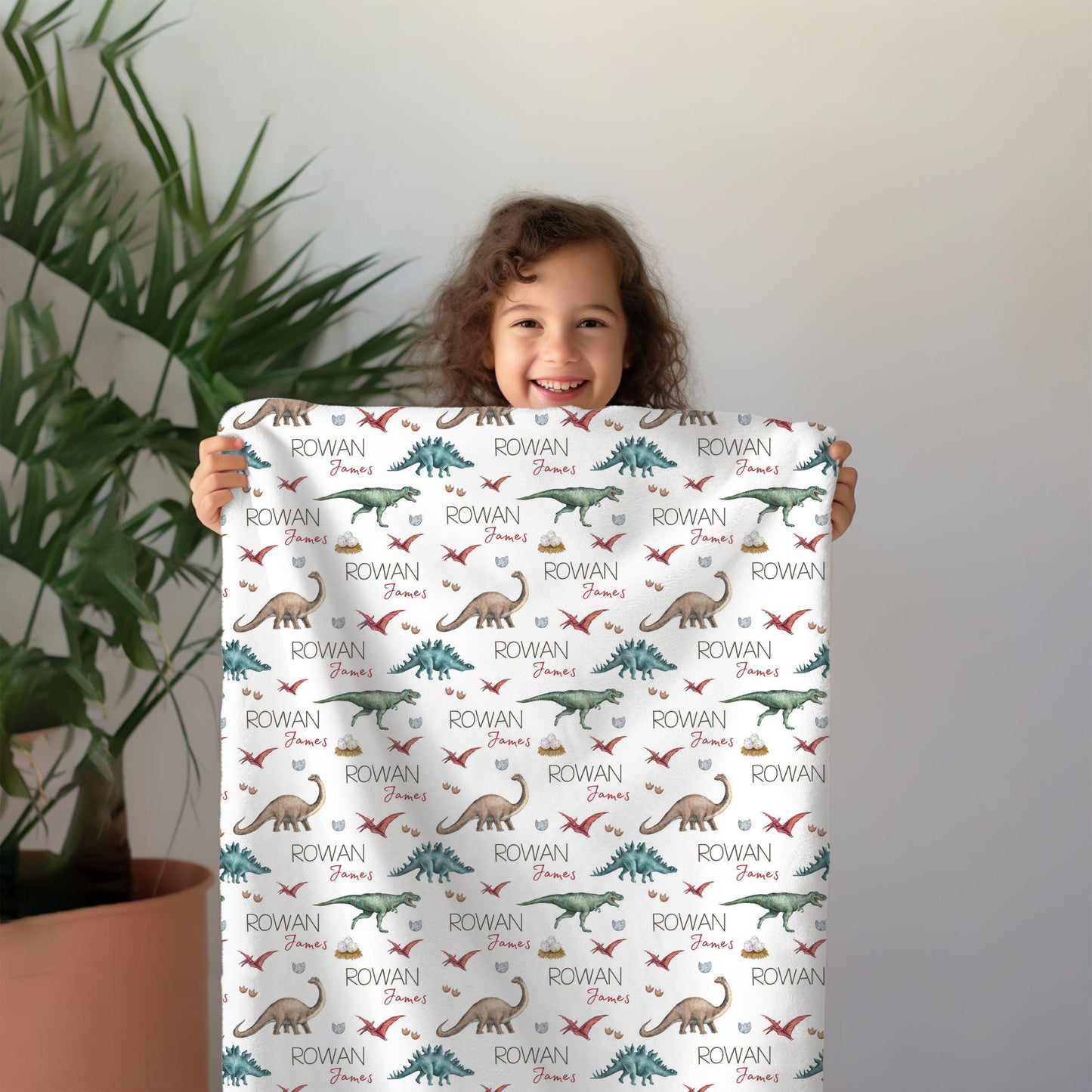 Dinosaur Personalized Blanket Baby Kids Blanket