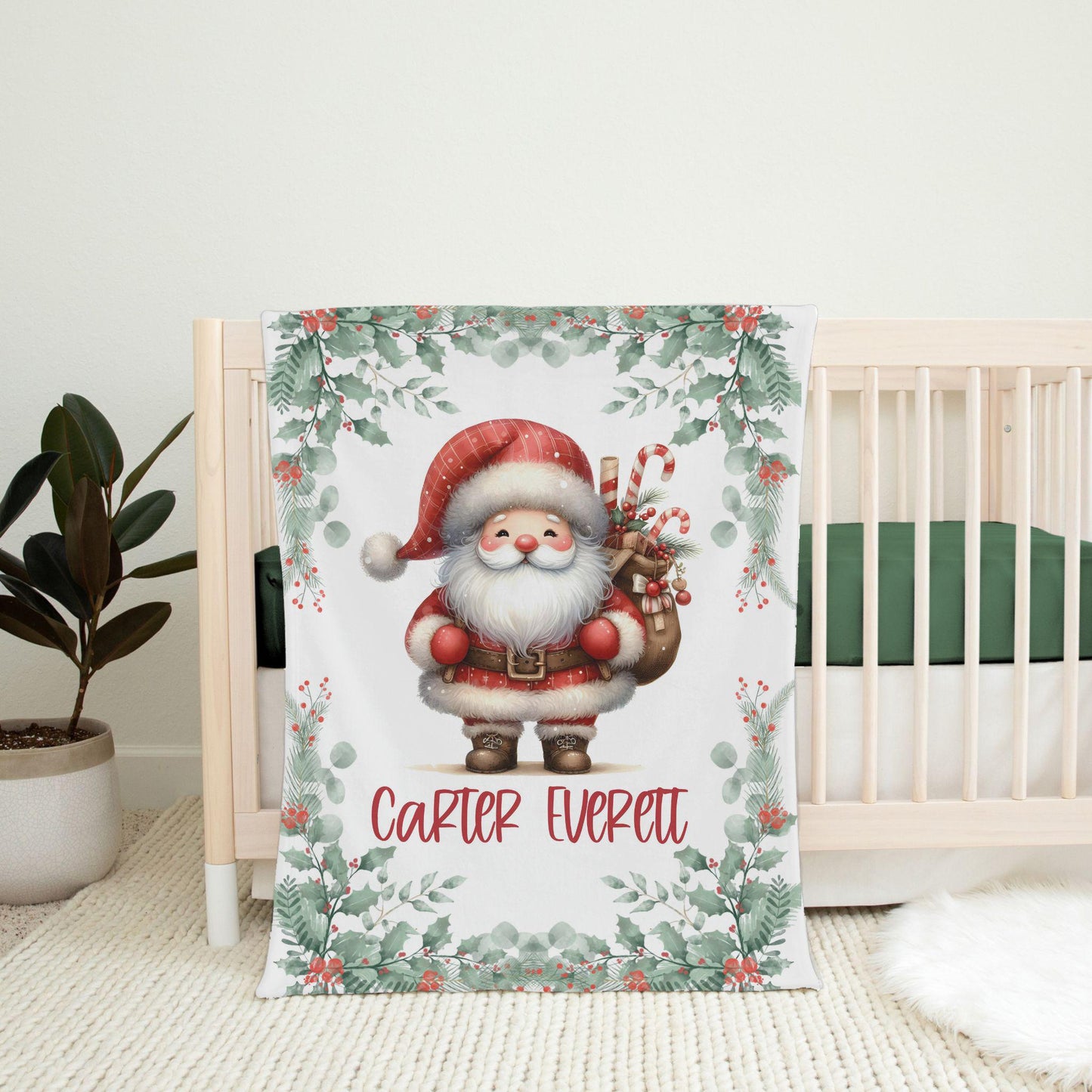 Christmas Santa Personalized Baby Blanket