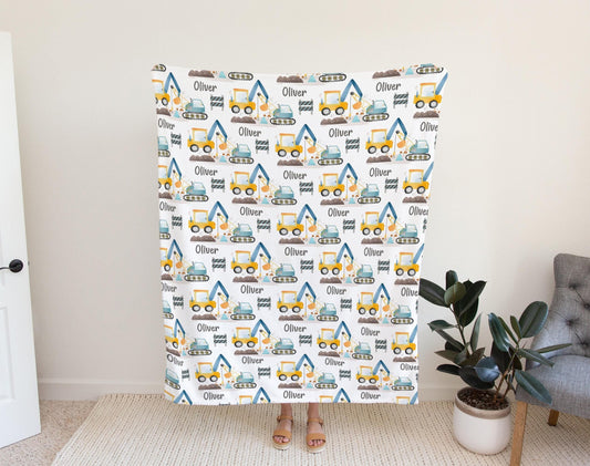 Construction Theme Personalized Baby Blanket