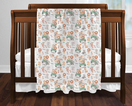 Safari Animals Personalized Baby Blanket