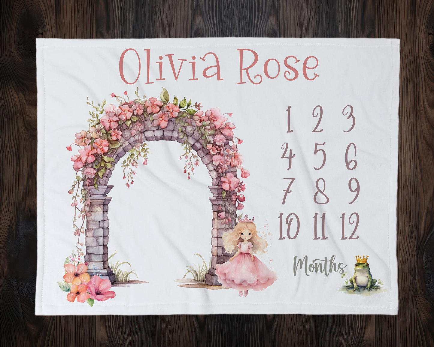 Princess Floral Baby Girls Milestone Blanket