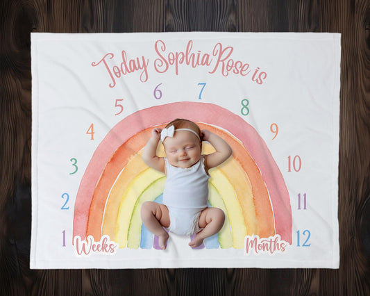 Pastel Rainbow Milestone Blanket