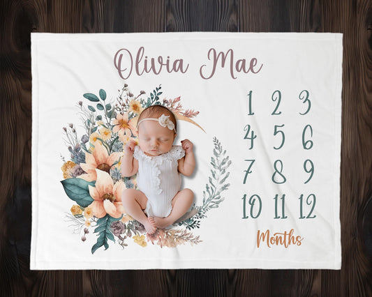 Floral Wreath Milestone Blanket